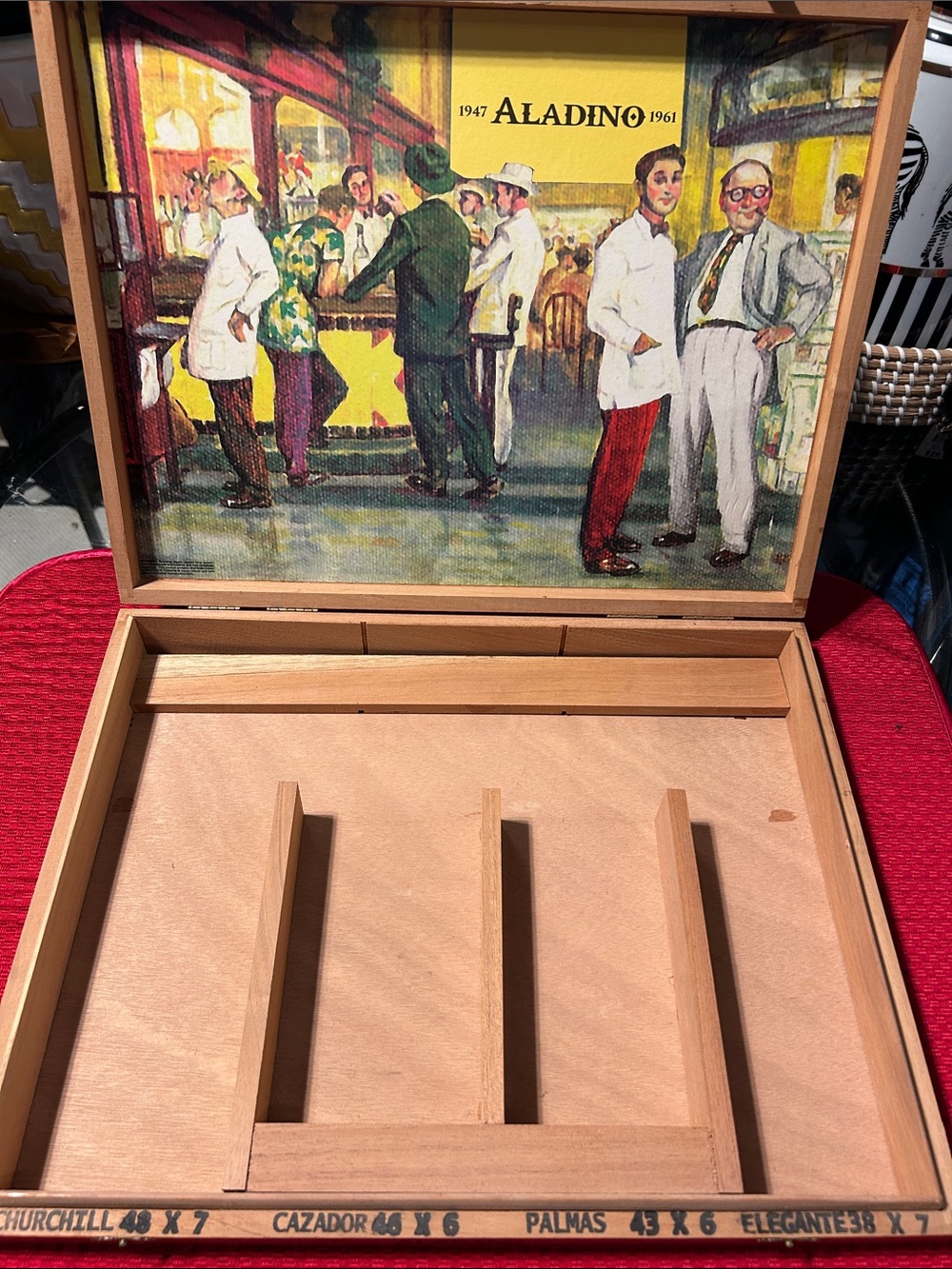 Aladino Decorative Wooden Cigar Box with Illustrated Lid